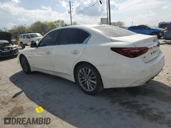 2019 Infiniti Q50 Luxe with VIN JN1EV7AR0KM552352, listed as a Copart auction lot 52812385 with 50,376 mi miles and Salvage Title. Bid and sale history available at carsss.com. Image 2.
