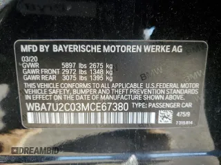 2021 BMW 7 Series 750i xDrive with VIN WBA7U2C03MCE67380, listed as a Copart auction lot 48050355 with 49,353 mi miles and Salvage Title. Bid and sale history available at carsss.com. Image 12.