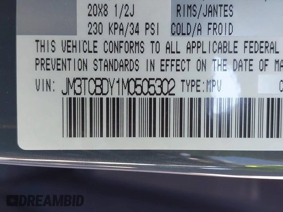 2021 Mazda CX-9 Grand Touring with VIN JM3TCBDY1M0505302, listed as a IAAI auction lot 41649151 with 67,183 mi miles and . Bid and sale history available at carsss.com. Image 9.