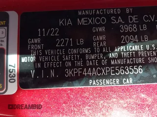 2023 Kia Forte GT with VIN 3KPF44ACXPE563556, listed as a IAAI auction lot 41324243 with 35,872 mi miles and . Bid and sale history available at carsss.com. Image 9.