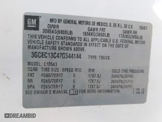 2007 Chevrolet Silverado 1500 LS with VIN 3GCEC13C47G544144, listed as a IAAI auction lot 41862564 with 207,457 mi miles. Bid and sale history available at carsss.com. Image 9.