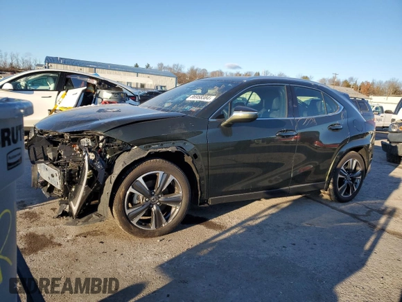 2025 Lexus UX with VIN JTHUCJDH8S2000784, listed as a Copart auction lot 86958384 with 0 mi miles and Salvage Title. Bid and sale history available at carsss.com. Image 1.