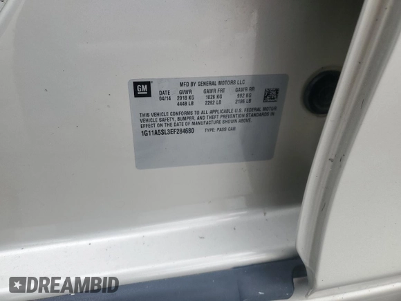 2014 Chevrolet Malibu LS with VIN 1G11A5SL3EF284680, listed as a Copart auction lot 52242965 with 160,937 mi miles and Salvage Title. Bid and sale history available at DreamBid. Image 15.