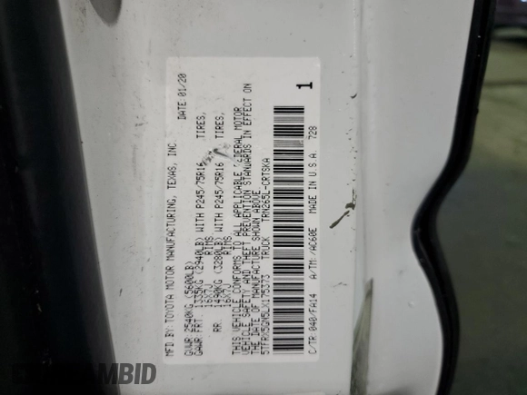 2020 Toyota Tacoma SR with VIN 5TFRX5GN5LX175373, listed as a Copart auction lot 51676665 with 99,071 mi miles and Salvage Title. Bid and sale history available at DreamBid. Image 12.