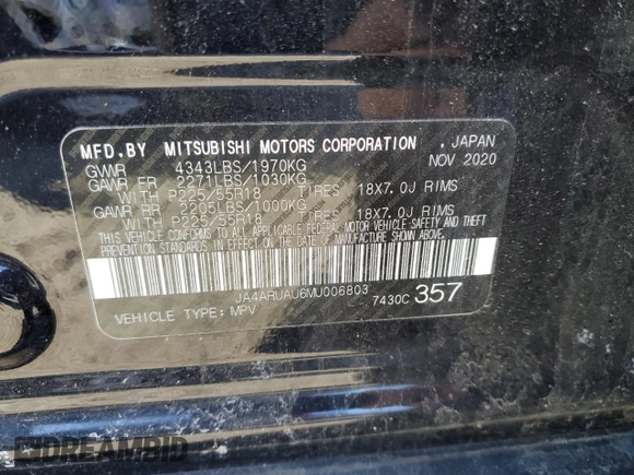 2021 Mitsubishi Outlander Sport ES with VIN JA4ARUAU6MU006803, listed as a Copart auction lot 45898195 with 66,163 mi miles and Salvage Title. Bid and sale history available at carsss.com. Image 12.