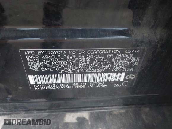 2014 Lexus GS 350 с VIN JTHCE1BL5E5026257, выставлен на аукционе IAAI как лот 42668470 с пробегом 173 826 миль миль и . История ставок и продаж доступна на DreamBid. Изображение 9.