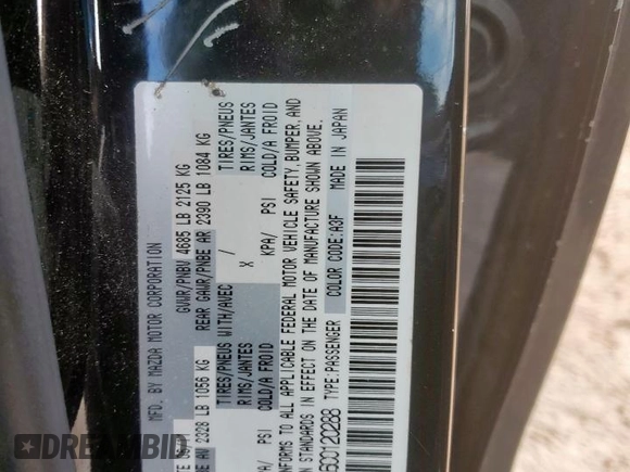 2012 Mazda 5 Sport with VIN JM1CW2BL6C0120288, listed as a Copart auction lot 60252315 with 127,494 mi miles and Salvage title. Bid and sale history available at DreamBid. Image 13.