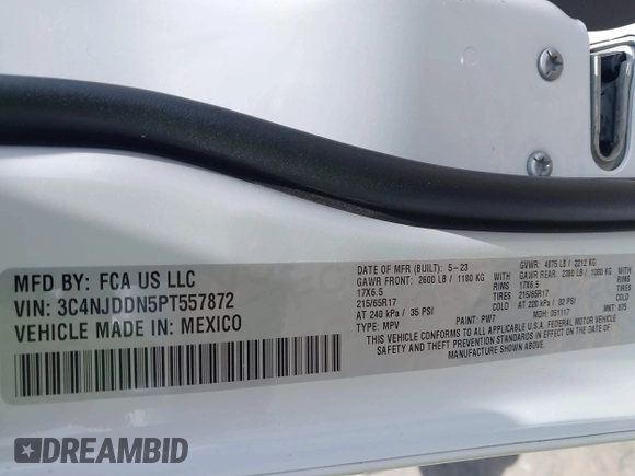 2023 Jeep Compass Trailhawk с VIN 3C4NJDDN5PT557872, выставлен на аукционе IAAI как лот 42152545 с пробегом 46 203 миль миль и . История ставок и продаж доступна на DreamBid. Изображение 9.
