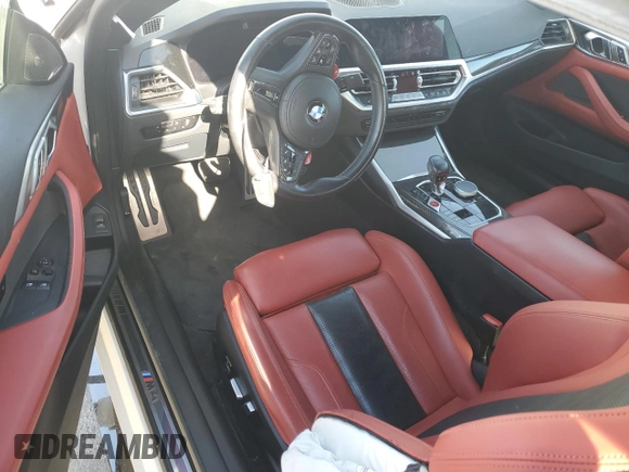 2023 BMW M4 Competition xDrive with VIN WBS43AZ02PCL59627, listed as a Copart auction lot 41871475 with Not provided miles and Salvage title. Bid and sale history available at DreamBid. Image 8.