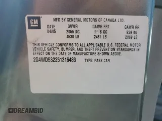 2005 Buick LaCrosse CXL z VIN 2G4WD532251316483, wystawiony jako Copart lot #55982355 z przebiegiem 114 982 mil mil oraz Szkody całkowita. Historia ofert i sprzedaży dostępna na DreamBid. Obrazek 12.
