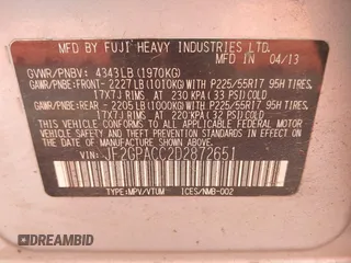 2013 Subaru Crosstrek Premium с VIN JF2GPACC2D2872651, выставлен на аукционе IAAI как лот 41916394 с пробегом 229 817 миль миль и . История ставок и продаж доступна на DreamBid. Изображение 9.