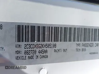 2019 Dodge Charger SXT with VIN 2C3CDXBG2KH505108, listed as a IAAI auction lot 41978890 with 45,394 mi miles. Bid and sale history available at carsss.com. Image 9.