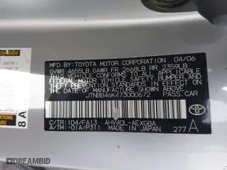2007 Toyota Camry Hybrid with VIN JTNBB46K473000672, listed as a IAAI auction lot 41841447 with 216,474 mi miles. Bid and sale history available at carsss.com. Image 9.