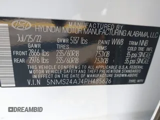 2023 Hyundai Santa Fe SEL with VIN 5NMS24AJ4PH485626, listed as a IAAI auction lot 41757161 with 26,591 mi miles. Bid and sale history available at carsss.com. Image 9.