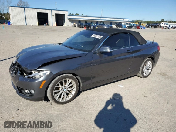 2016 BMW 2 Series 228i with VIN WBA1K9C57GV322347, listed as a Copart auction lot 86609324 with 68,395 mi miles and Clean Title. Bid and sale history available at carsss.com. Image 1.