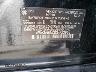 2013 BMW 3 Series 328i with VIN WBA3A5G53DNP23968, listed as a Copart auction lot 50980755 with 132,426 mi miles and Non Repairable. Bid and sale history available at carsss.com. Image 12.