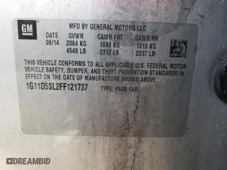 2015 Chevrolet Malibu LT with VIN 1G11D5SL2FF121737, listed as a Copart auction lot 42479535 with 167,178 mi miles and Salvage Title. Bid and sale history available at carsss.com. Image 12.