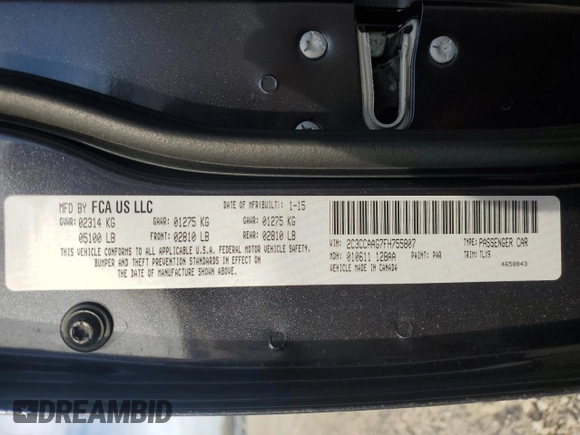 2015 Chrysler 300 Limited with VIN 2C3CCAAG7FH755807, listed as a Copart auction lot 50726265 with 135,930 mi miles and Clean Title. Bid and sale history available at carsss.com. Image 12.