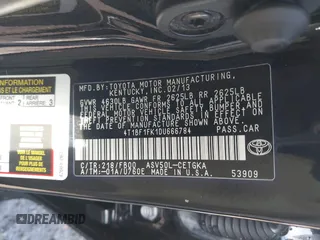 2013 Toyota Camry L with VIN 4T1BF1FK1DU666784, listed as a IAAI auction lot 41869487 with 99,396 mi miles. Bid and sale history available at carsss.com. Image 9.