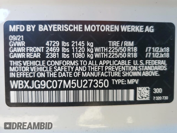 2021 BMW X1 xDrive28i with VIN WBXJG9C07M5U27350, listed as a Copart auction lot 48637295 with 22,202 mi miles and Salvage Title. Bid and sale history available at carsss.com. Image 13.