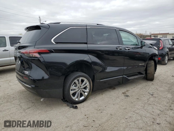 2023 Toyota Sienna Platinum with VIN 5TDERKEC6PS175340, listed as a Copart auction lot 57083465 with Not provided miles and Salvage title. Bid and sale history available at DreamBid. Image 3.