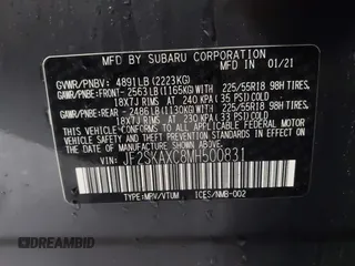 2021 Subaru Forester Touring with VIN JF2SKAXC8MH500831, listed as a IAAI auction lot 41564481 with 56,403 mi miles and . Bid and sale history available at DreamBid. Image 9.