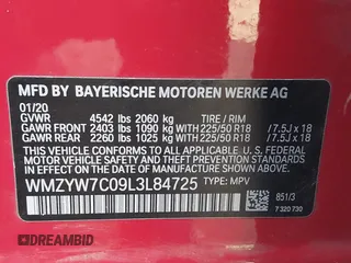 2020 MINI Countryman Cooper S with VIN WMZYW7C09L3L84725, listed as a IAAI auction lot 41599883 with 72,814 mi miles and . Bid and sale history available at DreamBid. Image 9.
