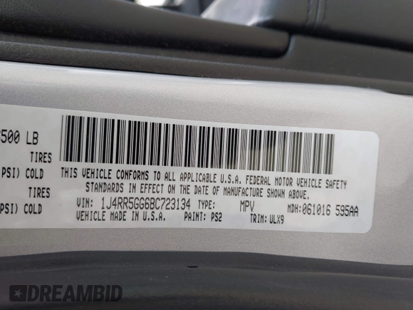 2011 Jeep Grand Cherokee Limited with VIN 1J4RR5GG6BC723134, listed as a IAAI auction lot 42310026 with 117,344 mi miles and . Bid and sale history available at DreamBid. Image 9.