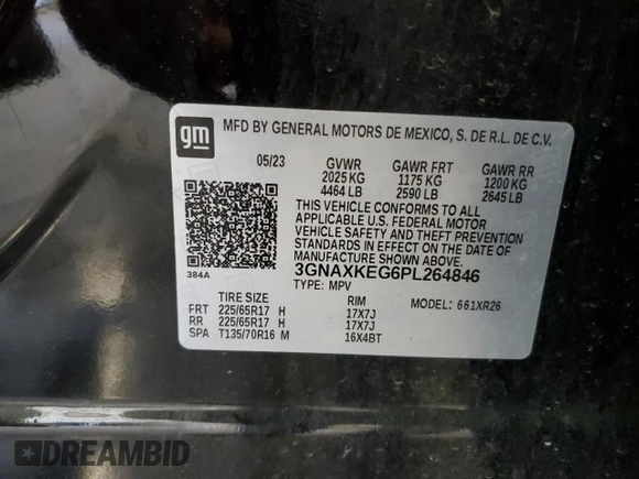 2023 Chevrolet Equinox LT z VIN 3GNAXKEG6PL264846, wystawiony jako Copart lot #61380385 z przebiegiem 62 214 mil mil oraz Czysty tytuł • Clean title. Historia ofert i sprzedaży dostępna na DreamBid. Obrazek 13.
