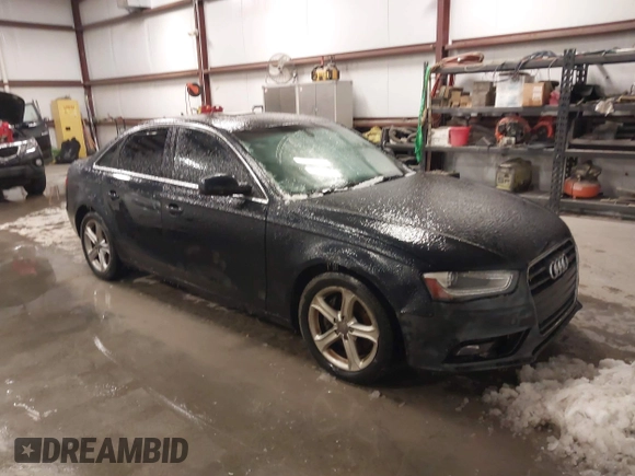 2013 Audi A4 Premium with VIN WAUAFAFLXDN030218, listed as a IAAI auction lot 41571022 with 195,362 mi miles. Bid and sale history available at carsss.com. Image 1.