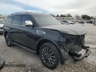 2024 Nissan Armada Platinum with VIN JN8AY2DB1R9850527, listed as a Copart auction lot 88483375 with 7,420 mi miles and Salvage Title. Bid and sale history available at carsss.com. Image 4.