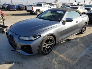 2021 BMW 4 Series 430i with VIN WBA23AT08MCG86987, listed as a Copart auction lot 46001175 with 23,702 mi miles and Salvage Title. Bid and sale history available at carsss.com. Image 1.