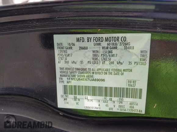 2007 Ford Explorer Eddie Bauer z VIN 1FMEU64E67UA69096, wystawiony jako IAAI lot #42078924 z przebiegiem 220 319 mil mil oraz . Historia ofert i sprzedaży dostępna na DreamBid. Obrazek 9.