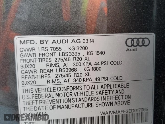 2014 Audi Q7 3.0L TDI Prestige with VIN WA1VMAFE3ED017095, listed as a Copart auction lot 69781774 with 79,668 mi miles and Salvage Title. Bid and sale history available at carsss.com. Image 14.