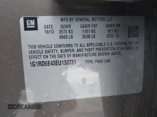 2014 Chevrolet Volt with VIN 1G1RD6E43EU130731, listed as a IAAI auction lot 41798604 with 136,113 mi miles and . Bid and sale history available at carsss.com. Image 9.