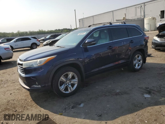 2015 Toyota Highlander Limited with VIN 5TDDKRFH5FS151919, listed as a Copart auction lot 59583645 with 105,543 mi miles and Salvage title. Bid and sale history available at DreamBid. Image 1.