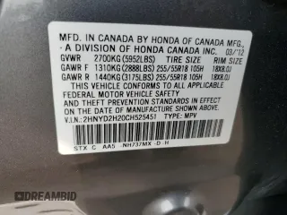 2012 Acura MDX with VIN 2HNYD2H20CH525451, listed as a Copart auction lot 59120415 with 145,926 mi miles and Salvage title. Bid and sale history available at DreamBid. Image 13.