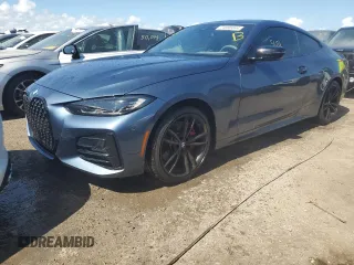 2024 BMW 4 Series 430i z VIN WBA53AP00RCP40908, wystawiony jako Copart lot #74995844 z przebiegiem 5 601 mil mil oraz Nie do naprawy • Non repairable. Historia ofert i sprzedaży dostępna na DreamBid. Obrazek 1.