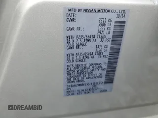 2015 Nissan Pathfinder Platinum with VIN 5N1AR2MM8FC610332, listed as a Copart auction lot 54041015 with 128,817 mi miles and Salvage Title. Bid and sale history available at carsss.com. Image 13.