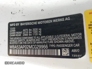 2021 BMW 4 Series 430i с VIN WBA53AP02MCG29966, выставлен на аукционе IAAI как лот 41013210 с пробегом Не указан миль и . История ставок и продаж доступна на DreamBid. Изображение 9.