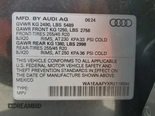 2024 Audi Q5 S line Premium Plus with VIN WA1EAAFYXR2119594, listed as a Copart auction lot 53053945 with 6,966 mi miles and Non repairable. Bid and sale history available at DreamBid. Image 14.
