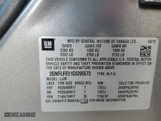 2012 Chevrolet Equinox LTZ with VIN 2GNFLFE51C6295573, listed as a Copart auction lot 46950795 with 106,742 mi miles and Salvage Title. Bid and sale history available at carsss.com. Image 13.
