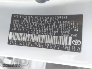 2019 Toyota Corolla L with VIN 5YFBURHE8KP882089, listed as a IAAI auction lot 39545437 with 117,129 mi miles. Bid and sale history available at carsss.com. Image 9.