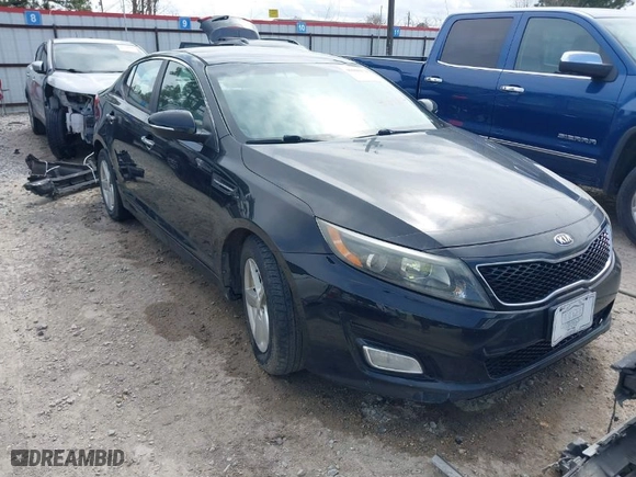 2015 Kia Optima LX with VIN 5XXGM4A70FG486595, listed as a IAAI auction lot 41698174 with 87,410 mi miles. Bid and sale history available at carsss.com. Image 1.