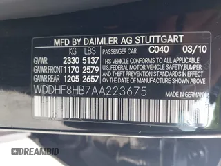 2010 Mercedes-Benz E 350 Luxury with VIN WDDHF8HB7AA223675, listed as a IAAI auction lot 42388604 with 100,667 mi miles and . Bid and sale history available at DreamBid. Image 9.