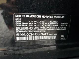 2017 BMW X6 sDrive35i with VIN 5UXKU0C34H0G69243, listed as a Copart auction lot 69607524 with 105,996 mi miles and Salvage Title. Bid and sale history available at carsss.com. Image 13.