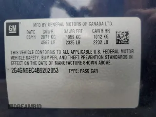 2011 Buick Regal CXL RL1 with VIN 2G4GN5EC4B9202053, listed as a Copart auction lot 72924734 with 72,671 mi miles and Clean Title. Bid and sale history available at carsss.com. Image 14.