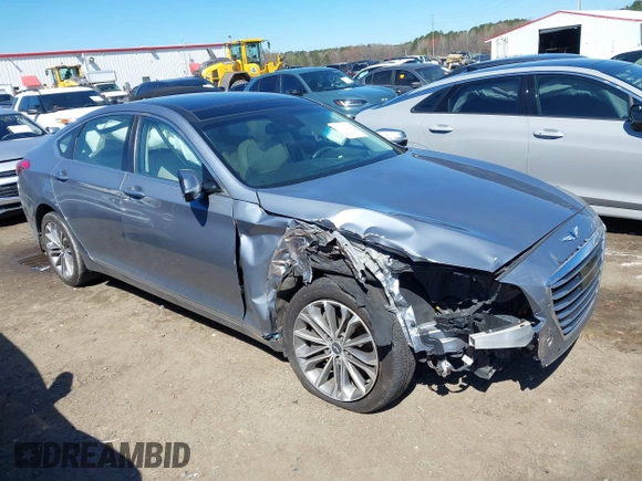 2017 Genesis G80 3.8L with VIN KMHGN4JE1HU195673, listed as a IAAI auction lot 41848806 with 147,327 mi miles. Bid and sale history available at carsss.com. Image 1.