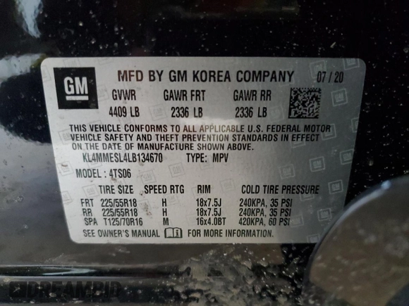 2020 Buick Encore GX Select z VIN KL4MMESL4LB134670, wystawiony jako Copart lot #49766405 z przebiegiem 43 801 mil mil oraz Szkoda całkowita • Salvage title. Historia ofert i sprzedaży dostępna na DreamBid. Obrazek 15.