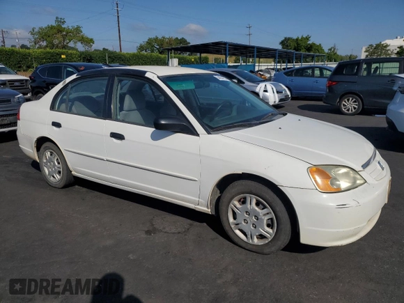 2001 Honda Civic LX with VIN 2HGES16591H574104, listed as a Copart auction lot 54454755 with 240,876 mi miles and Salvage Title. Bid and sale history available at carsss.com. Image 4.